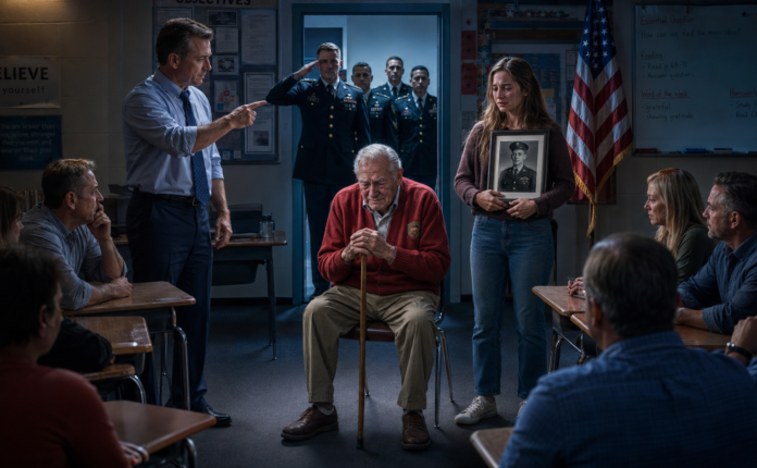 A Fourth Grade Teacher Humiliated an 82-Year-Old Veteran in Front of His Granddaughter — But He Didn’t Know the “Confused Old Man” Was Roger “The Reaper” Clayton, a Living Legend in Red Tweed…