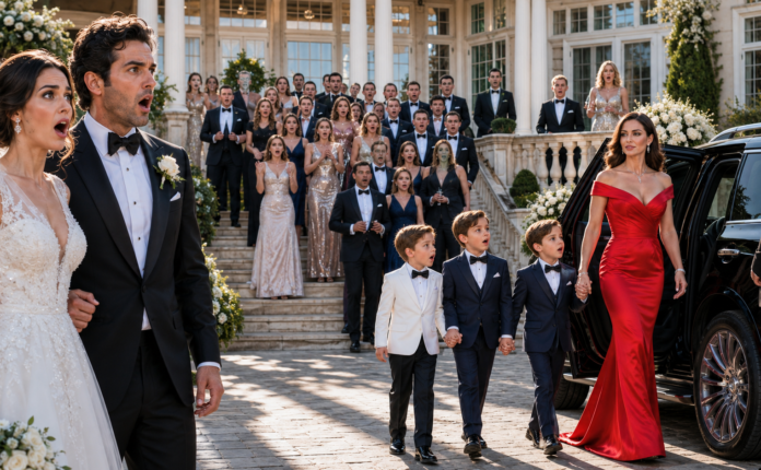 I Took My 5-Year-Old Triplets to My Millionaire Ex-Husband’s Wedding — The Moment His Family Saw Their Faces, the Whole Mansion Went Silent I Took My 5-Year-Old Triplets to My Millionaire Ex-Husband’s Wedding — The Moment His Family Saw Their Faces, the Whole Mansion Went Silent