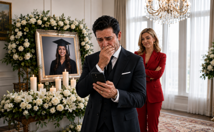 At his deceased daughter's funeral mass, he received a message: "Dad, I'm graduating tomorrow"... and his wife tried to take his cell phone away. At his deceased daughter's funeral mass, he received a message: "Dad, I'm graduating tomorrow"... and his wife tried to take his cell phone away.